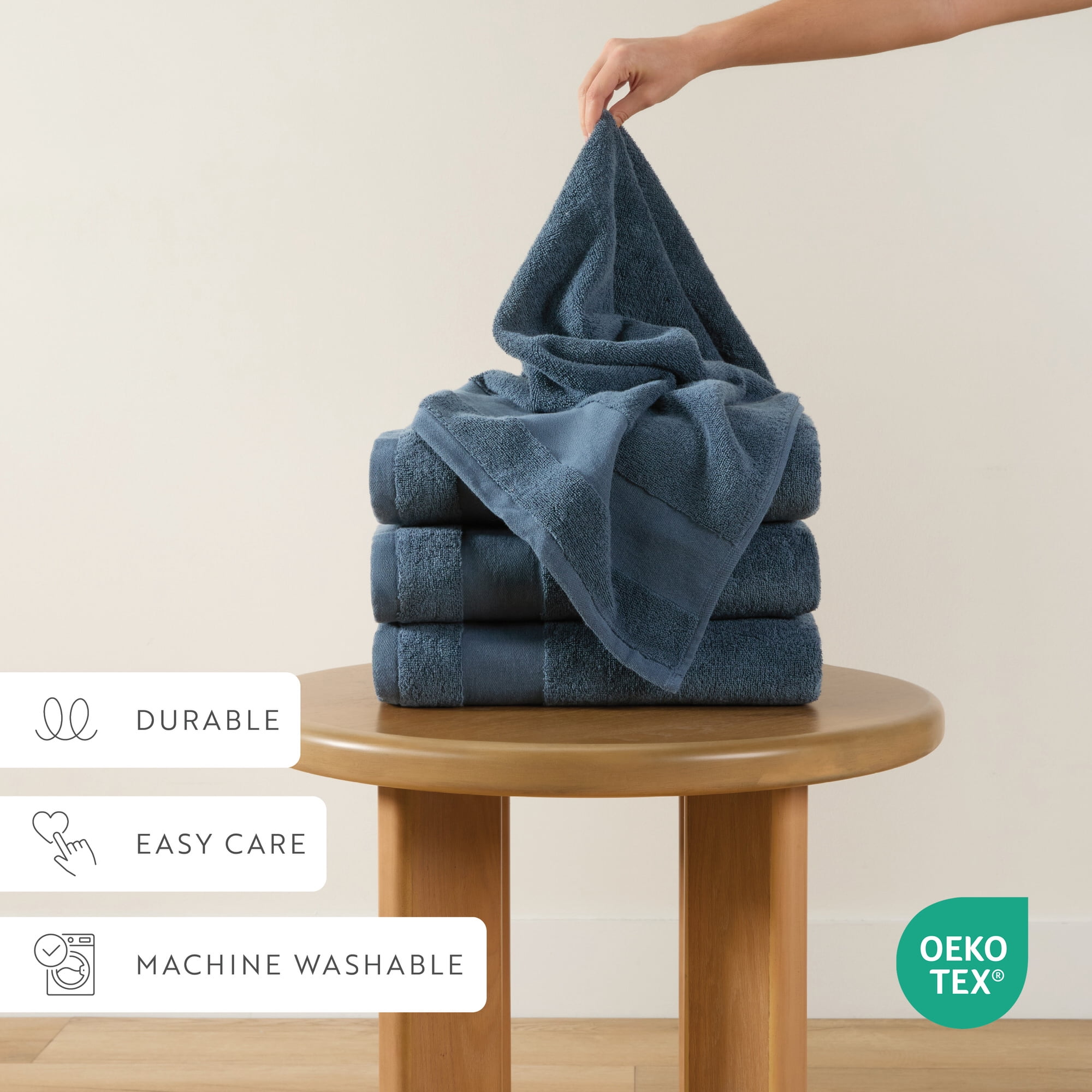 Luxury Hotel 4-Piece Bath Towel Set in Navy - Soft and Absorbent for Quick Drying by Comfort Canopy
