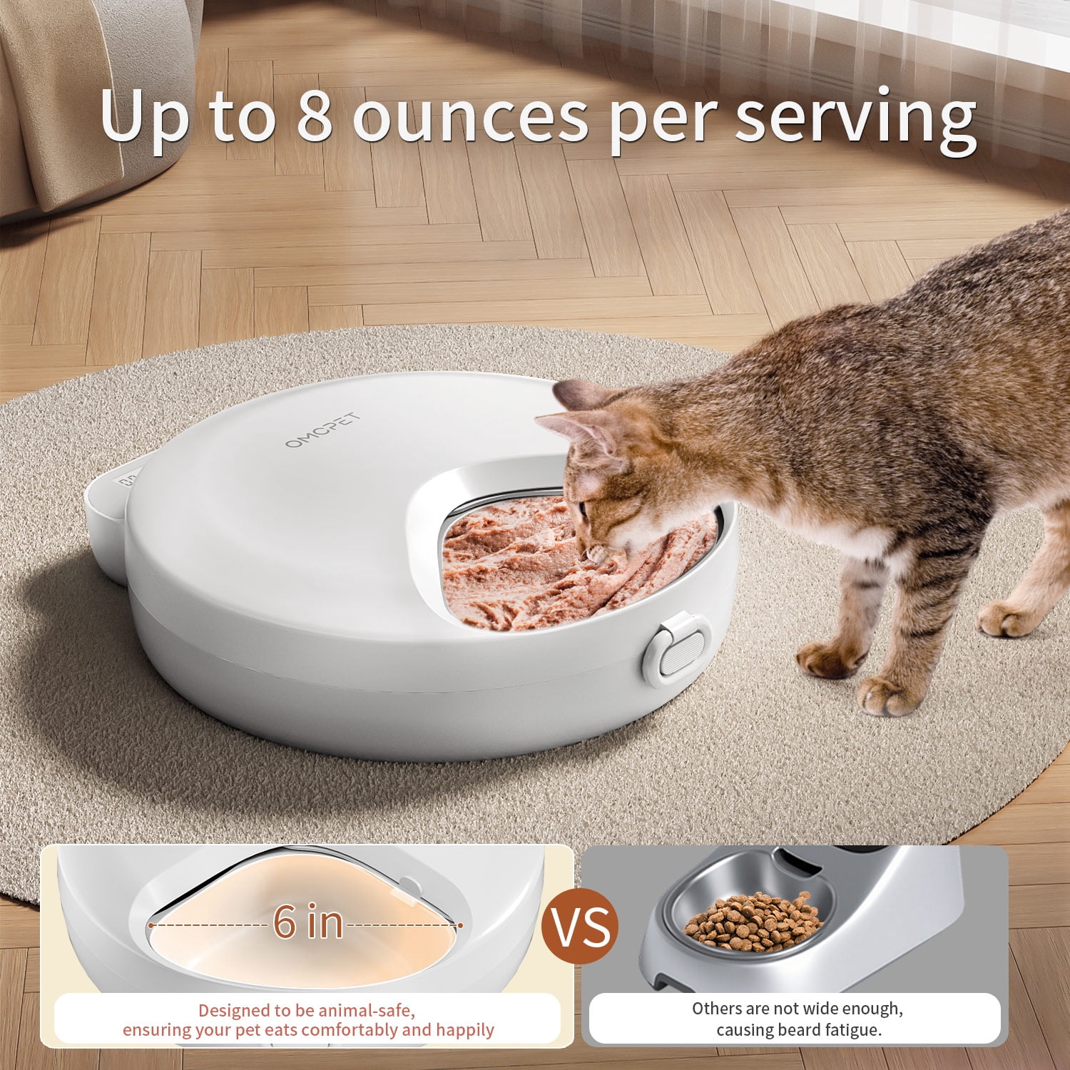 OUDOSPRS Automatic Cat Feeder Wet Food, Auto Refrigerated Wet/Dry Food Feeder with 2 Ice Packs, 4 Meal Timed Fresh Foods Dispenser for Kitty Puppy Automatic Food Bowl, Easy to Clean, White