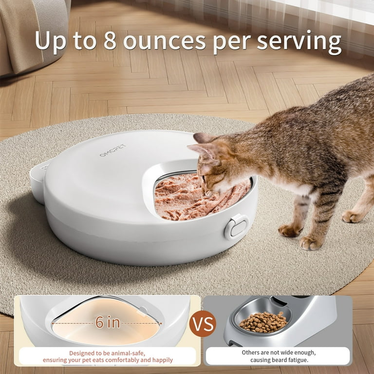 OUDOSPRS Automatic Cat Feeder Wet Food, Auto Refrigerated Wet/Dry Food  Feeder with 2 Ice Packs, 4 Meal Timed Fresh Foods Dispenser for Kitty Puppy  ...