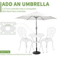 thumbnail image 5 of Patio Bistro Sets, Cast Aluminum Bistro Table and Chairs Set of 2 with Umbrella Hole, Bistro Set 3 Piece Outdoor, Metal Patio Furniture Set for Garden Porch, White, 5 of 7
