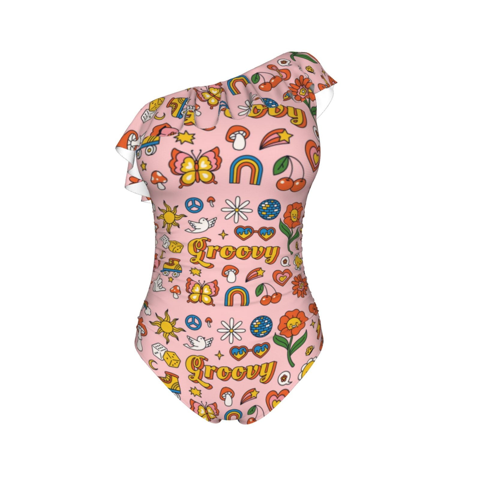 Coaee Retro 70s Hippie Women's One Piece Swimsuits One
