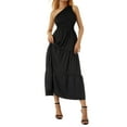 thumbnail image 6 of Liacowi Women Summer One Shoulder Dress Baggy Pleated Sleeveless Strap Flowy Ruffle Beach Party Maxi Dress, 6 of 9