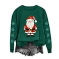 thumbnail image 6 of Christmas Sweatshirt for Women Long Sleeve Crewneck Santa Printed Pullover Top Green M, 6 of 8