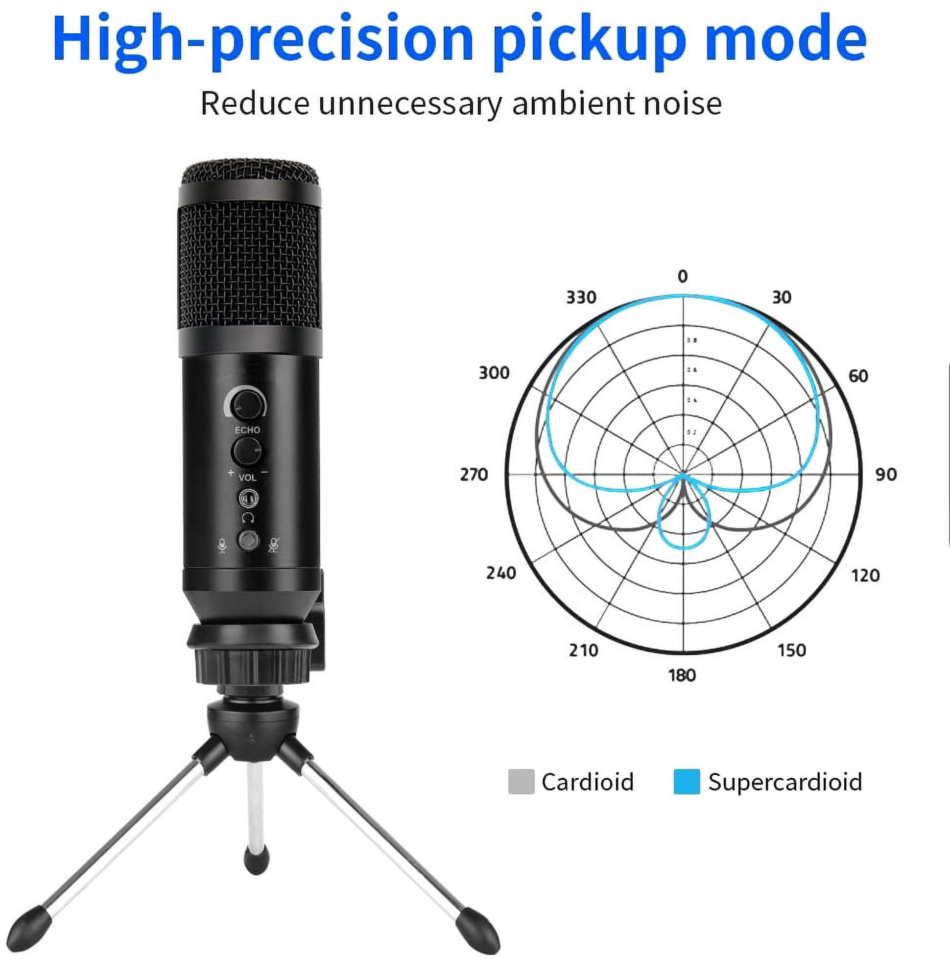 PENGXIANG USB Microphone for Computer, Professional Studio Cardioid Condenser Mic Kit Compatible with Mac PC Laptop for Skype YouTube Teaching Gaming Recording