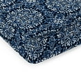 thumbnail image 2 of Jordan Manufacturing 47" x 17" Dresden Midnight Navy Damask Rectangular Outdoor Settee Swing Bench Cushion with Ties and Welt, 2 of 9