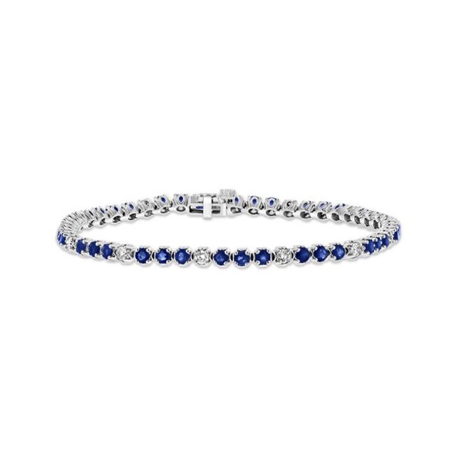 3.09 CTW Diamond & Sapphire Bracelet, 14K White Gold
