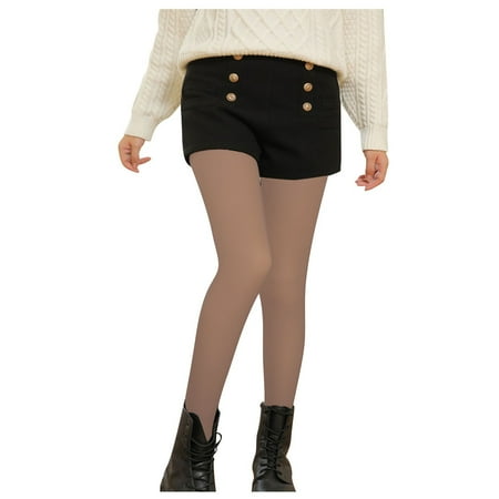 

Knosfe Women Winter High Waist Fleece Lined Pantyhose Warm Thermal Thick Velvet Fake Translucent Tights Free Size