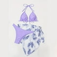 thumbnail image 1 of MKLEKYY Swimsuit Women's 3 Piece Textured High Cut Triangle Bikini Swimsuit with Cover Up, 1 of 3