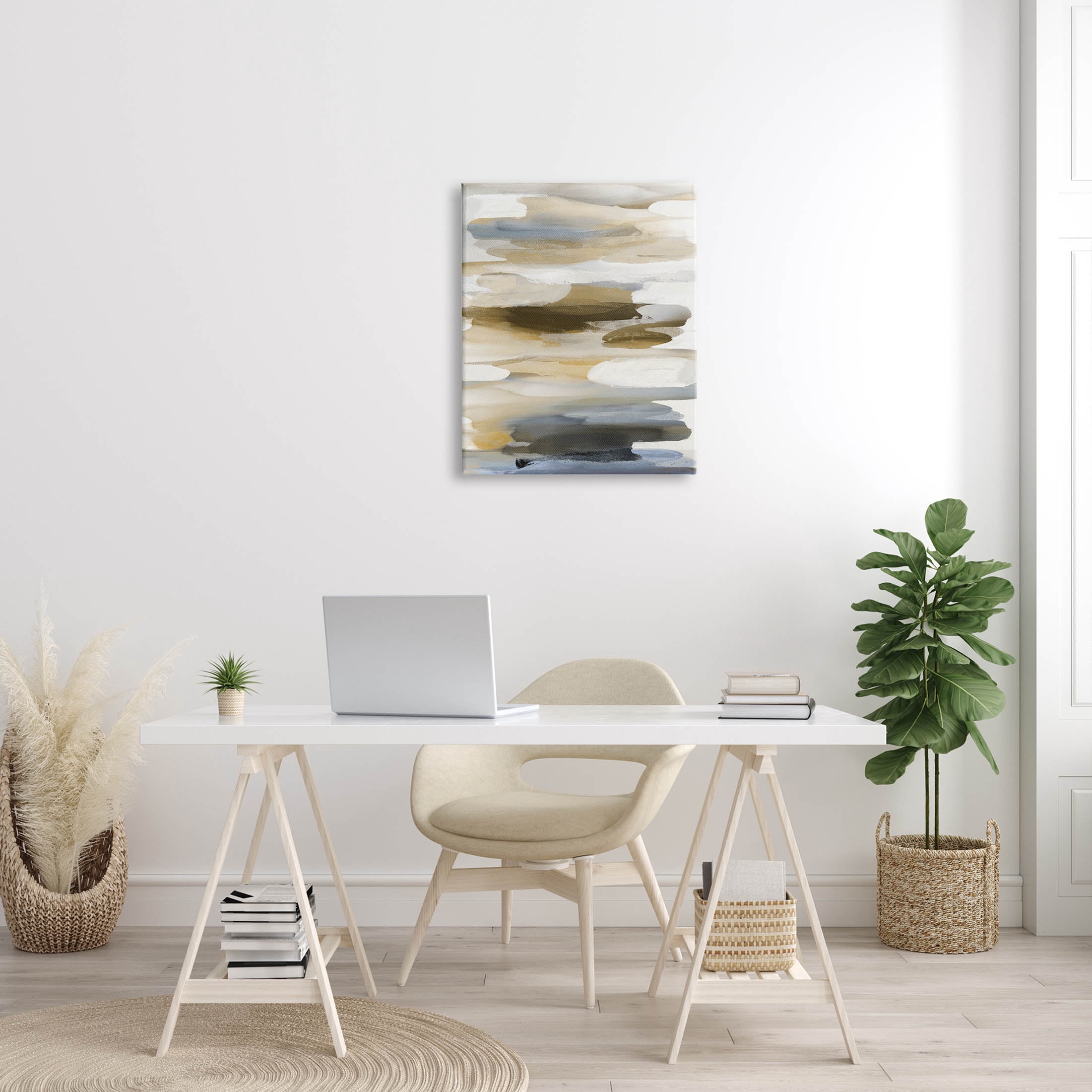 Stupell Industries Brown Blue Abstract Shapes Graphic Art Gallery Wrapped Canvas Print Wall Art, Design by Jackie Hanson