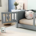 thumbnail image 3 of Miniyam Floor Bed, Twin Size Platform Bed Frame with Built-in Book Storage Rack, Door, Gray, 3 of 7