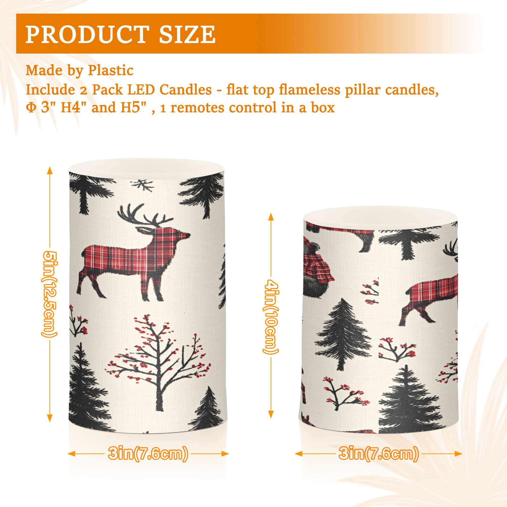 Yayeee Flameless Candles with Remote Flickering Battery Operated Multi Color Changing, Beige Christmas Plaid