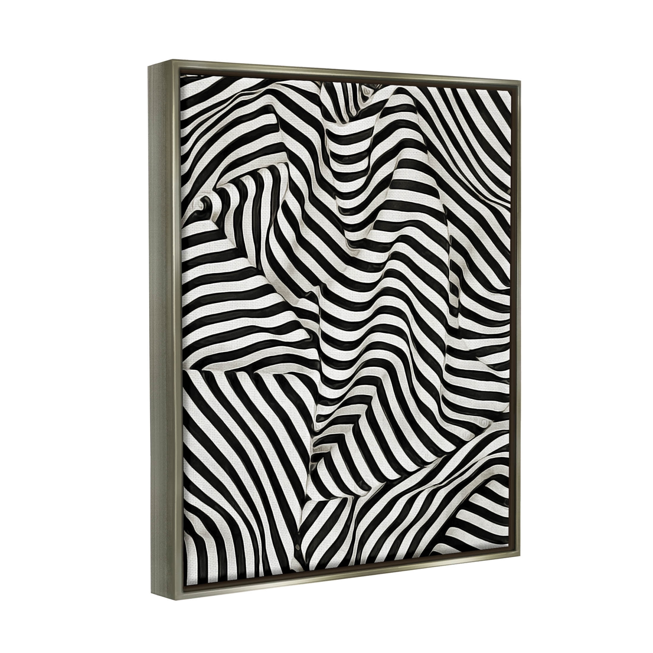 Folded Striped Drapery Pattern Abstract Graphic Art Luster Gray Framed Art Print Wall Art