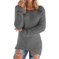 thumbnail image 2 of WCJM Women's Long sleeve T-shirt Womens Round Neck Sweater Long Sleeve Loose Pullover Top, 2 of 5