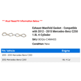 thumbnail image 2 of Exhaust Manifold Gasket - Compatible with 2012 - 2015 Mercedes-Benz C250 1.8L 4-Cylinder 2013 2014, 2 of 2