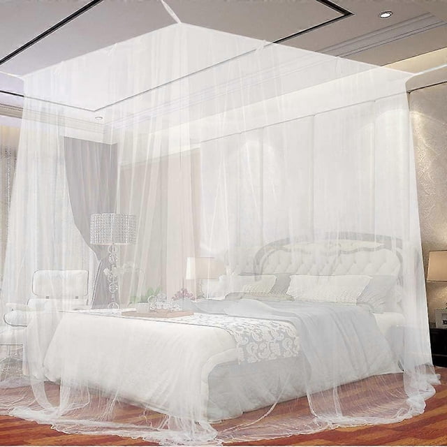 Bed Mosquito Net, Large Square Mosquito Net for Extra Large Bed, Indoor and Outdoor Canopy Mosquito Net for Single and Double Beds - White (190 x 210
