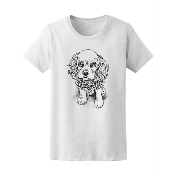 Puppy Cocker Spaniel In Scarf T-Shirt Women -Image by Shutterstock, Female XX-Large