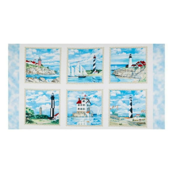Lighthouse " Beacon of Light" 24" Panel Fabric