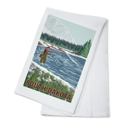 Fly Fishing Scene - South Dakota - LP Original Poster (100% Cotton Kitchen (Best Fishing In South Dakota)