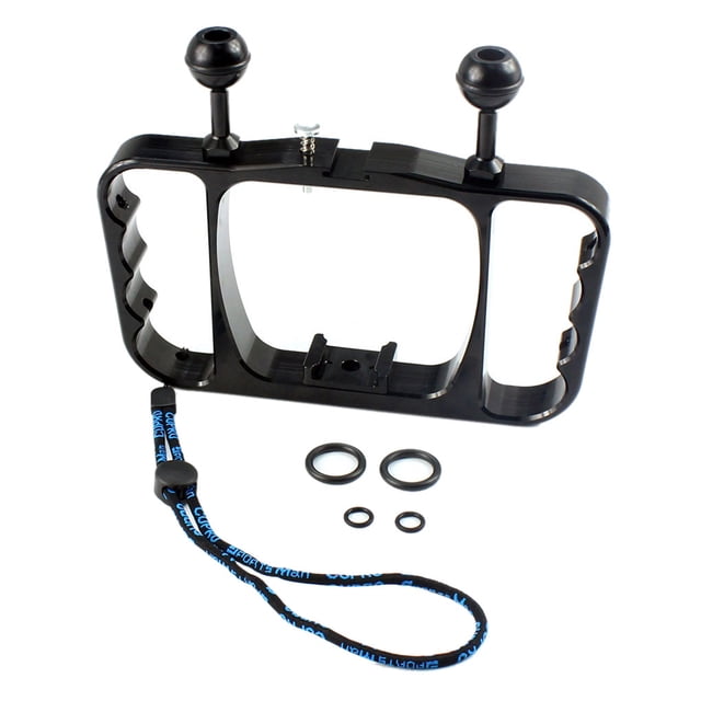 Inteprter Kit de marco de montaje de linterna con soporte de buceo de mano doble para 7/6/5 Accesorios de cámara y óptica Negro
