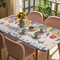 thumbnail image 3 of Easter Table Cloths for 5 Foot Rectangle Tables, Tulip Flowers Spring Easter Egg Bunny Butterfly Beige Patio Waterproof Elastic Fitted Tablecloths, Washable Rectangular Table Cover for Camping, 3 of 8