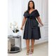 thumbnail image 2 of Vestido Formal De Cóctel De Noche con Cuello En V Y Hombros Descubiertos para Mujer,Black-XL ER, 2 of 5