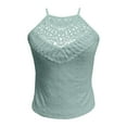 thumbnail image 4 of Green Womens Tops 2025 New Summer Hollow Lace Sleeveless Solid Color Vest Shirts for Women, 4 of 6