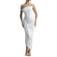 thumbnail image 2 of Xdegoge Elegant Evening Dress for Women Maxi Bodycon One Shoulder Sleeveless Summer Dress Solid Ruched Asymmetrical Hem Flattering Party Cocktail Wedding Guest, 2 of 6