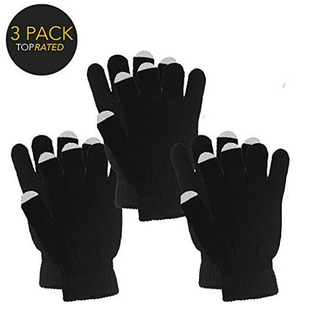 3-Pack Knitted Touch Screen Winter Gloves that Keep Hands