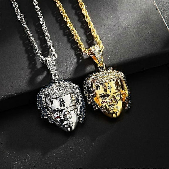 2PCS Hip-hop Rap Rapper  Necklace Rope Chain Pendant