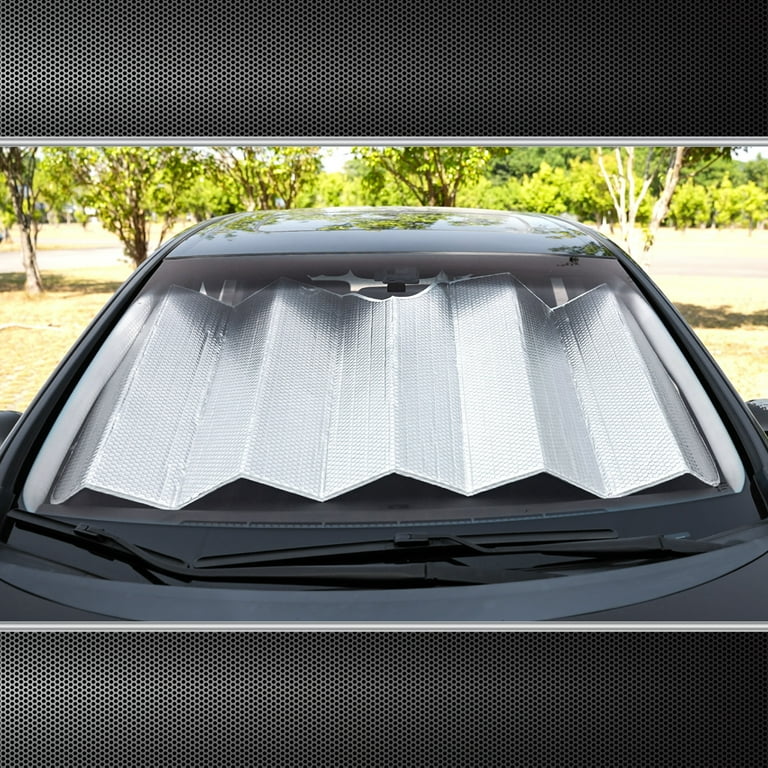 Auto Drive Heavy Duty Windshield Silver Accordion Sunshade 1 Pack 63 x 28.5