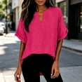 thumbnail image 6 of T Shirts for Women V Neck Short Sleeve Loose Blouses Casual Solid Color Summer Tunic Tops, L, 6 of 7