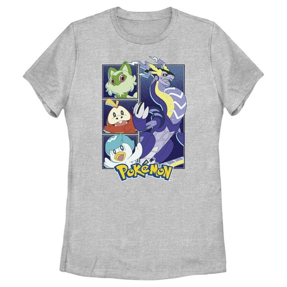 Women's Pokemon Miraidon Group  Graphic Tee Athletic Heather Medium