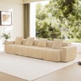 thumbnail image 6 of Newest 138" 4-Seater Modular Velvet Sofa for Living Room, Deep-Seat Design with Throw Pillows & No Assembly Required,Light Camel, 6 of 9