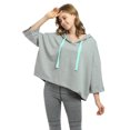 thumbnail image 4 of Women’s Crop Top Hoodie Sweatshirt Oversized Casual 3/4 Sleeve One Size Grey, 4 of 7