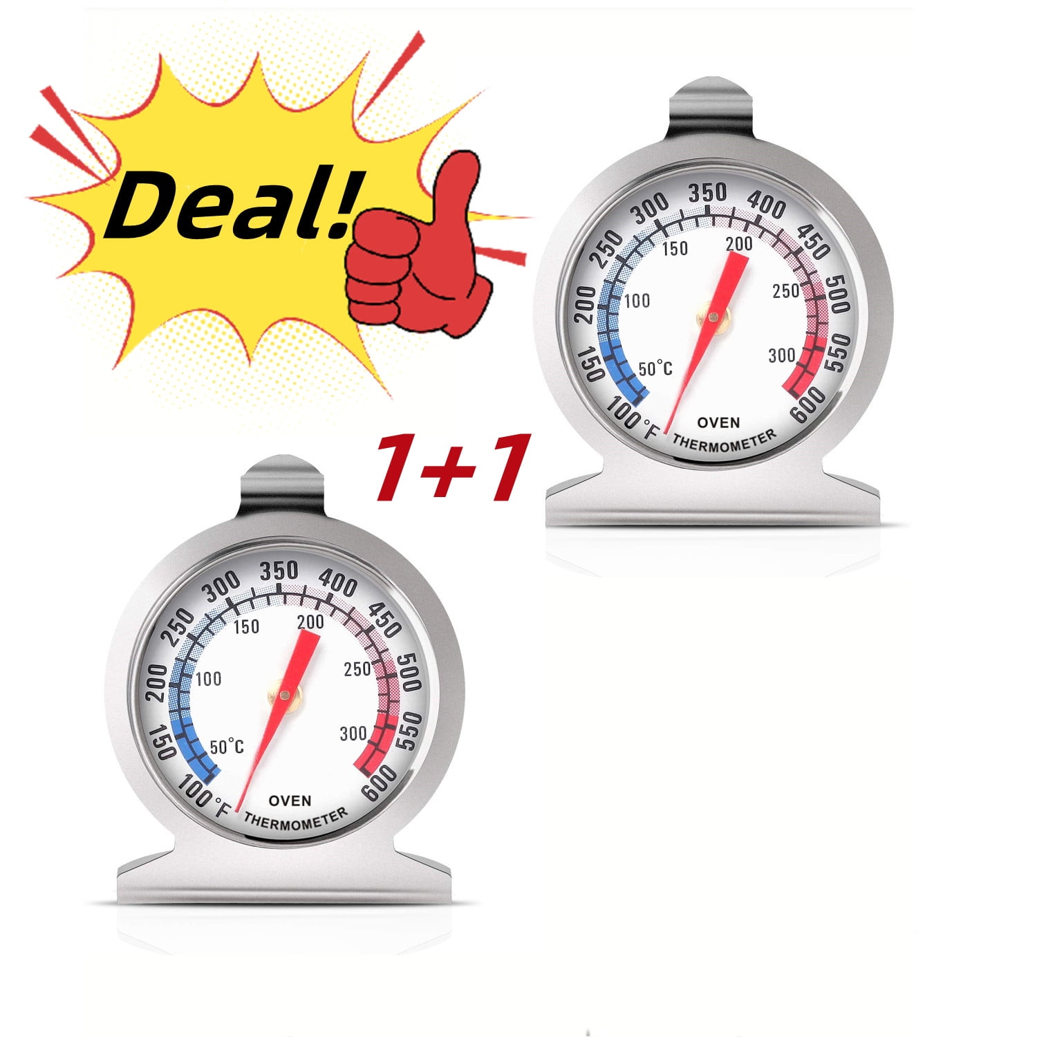 Oven Thermometer 2 Pack 50300°C/100600°F, Oven Grill Fry Chef Smoker