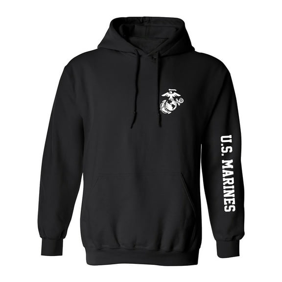 U.S. Marines White Sleeve Print Adult Hooded Sweatshirt