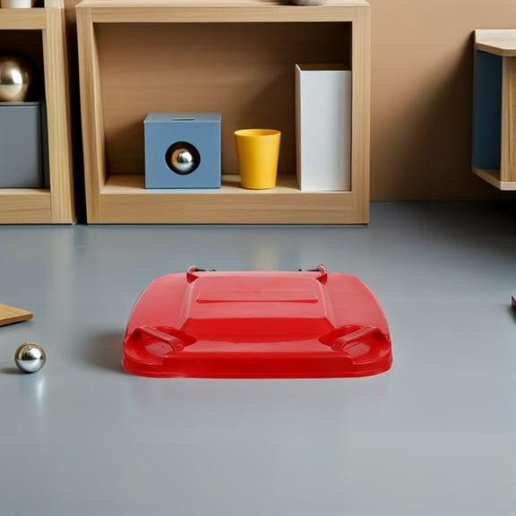 OFFIGAM Red Plastic Trash Can Lid Replacement for Outdoor Garbage Bins with Odor Prevention Design
