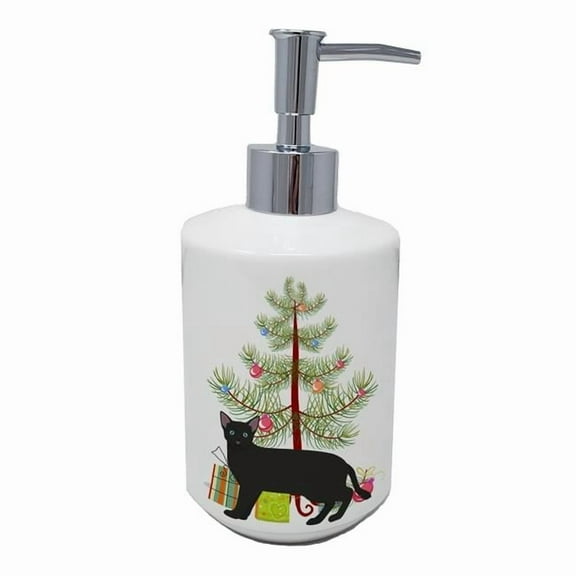 Carolines Treasures CK4697SOAP 7 x 3.5 in. Unisex Russian White Black No.1 Cat Merry Christmas Ceramic Soap Dispenser