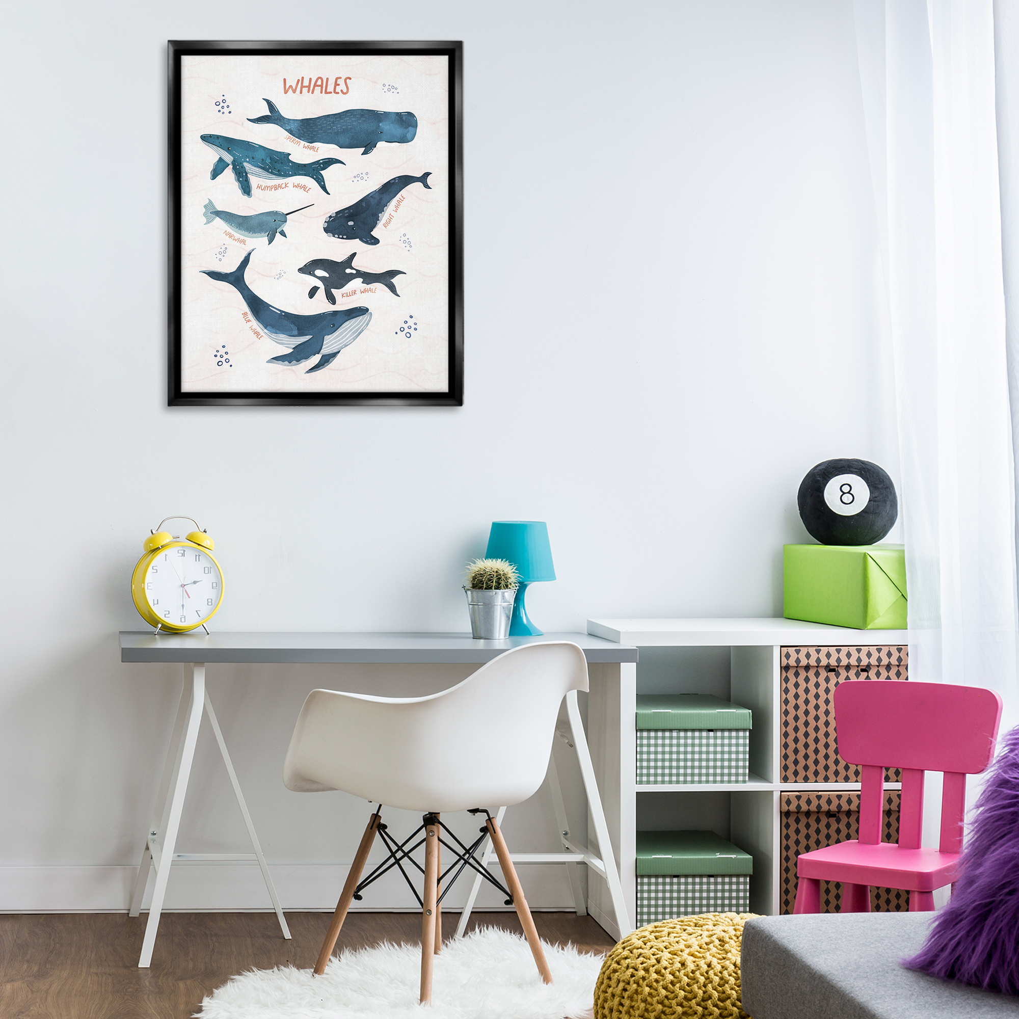 Stupell Industries Whales of the World Animals & Insects Painting Black Floater Framed Art Print Wall Art, 25 x 31