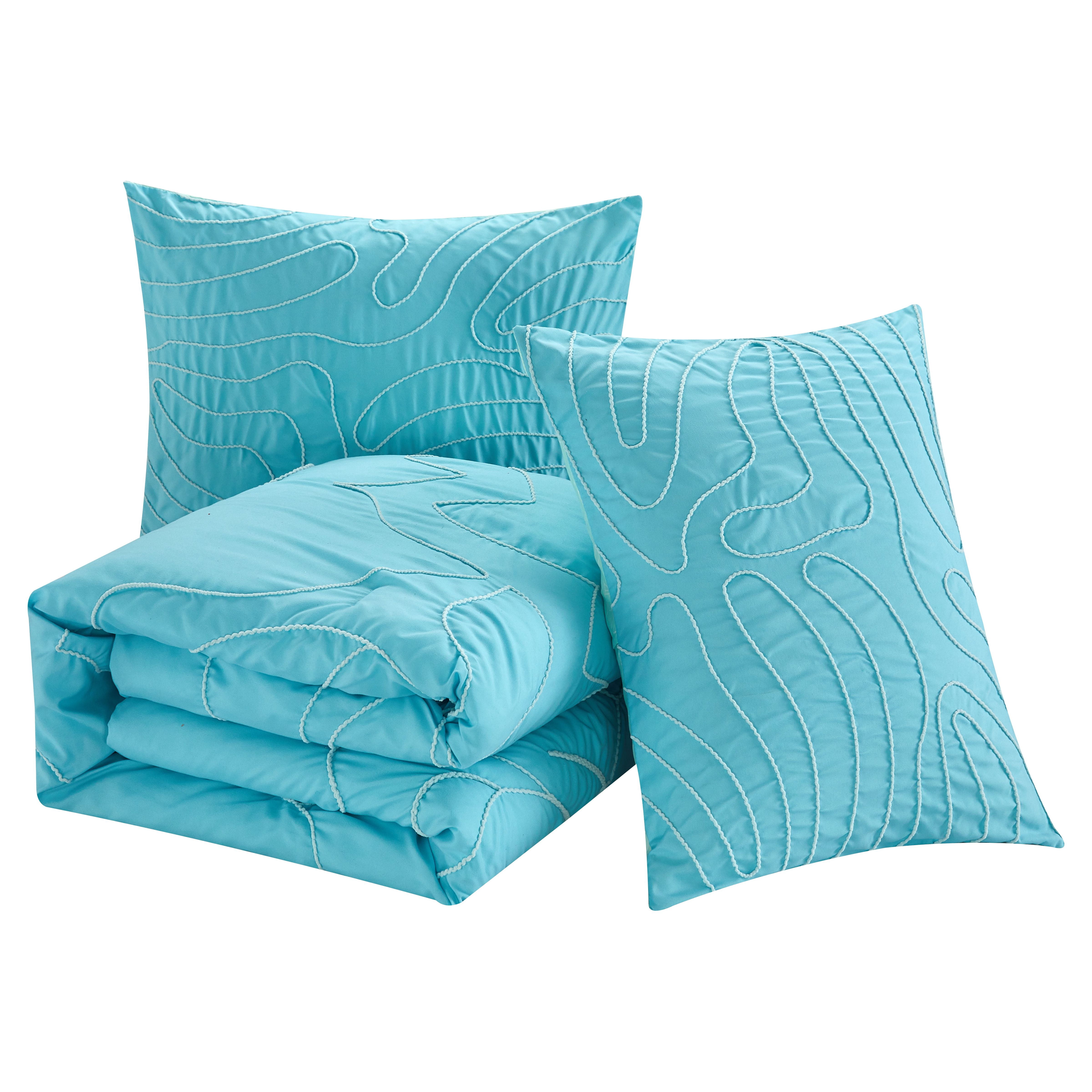 Heritage Club Kids Tufted Waves Pattern 2 Piece Comforter Set, Twin XL, Turquoise, Polyester