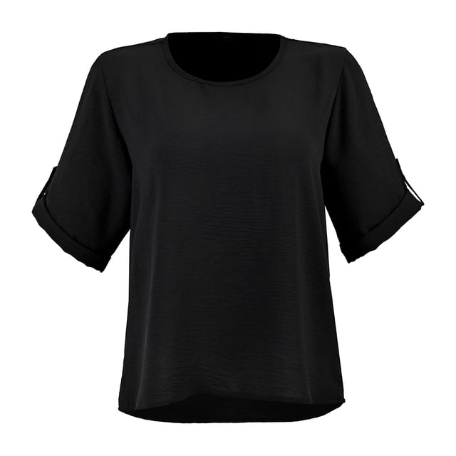 Blusa George para Dama, Blusa Manga 3/4 Amplia Cuello Redondo Negro Talla G