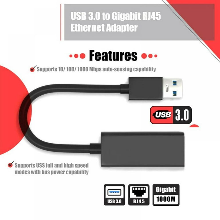 USB to Ethernet Adapter, CableCreation USB 3.0 to 10/100/1000 Gigabit Wired  LAN Network Adapter Compatible with Nintendo Switch, Windows, MacBook