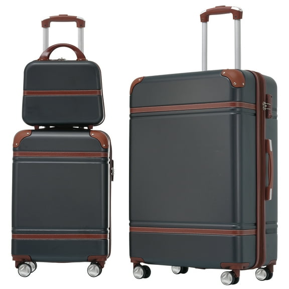 MAYEERTY 3-Piece Retro Hardshell Luggage Set with TSA Lock for Travel, 20" 28"Lightweight Suitcases & Cosmetic Case