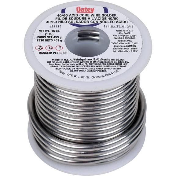 G3C2374L Oatey 21115 1 lb. 40/60 Acid Core Wire Solder
