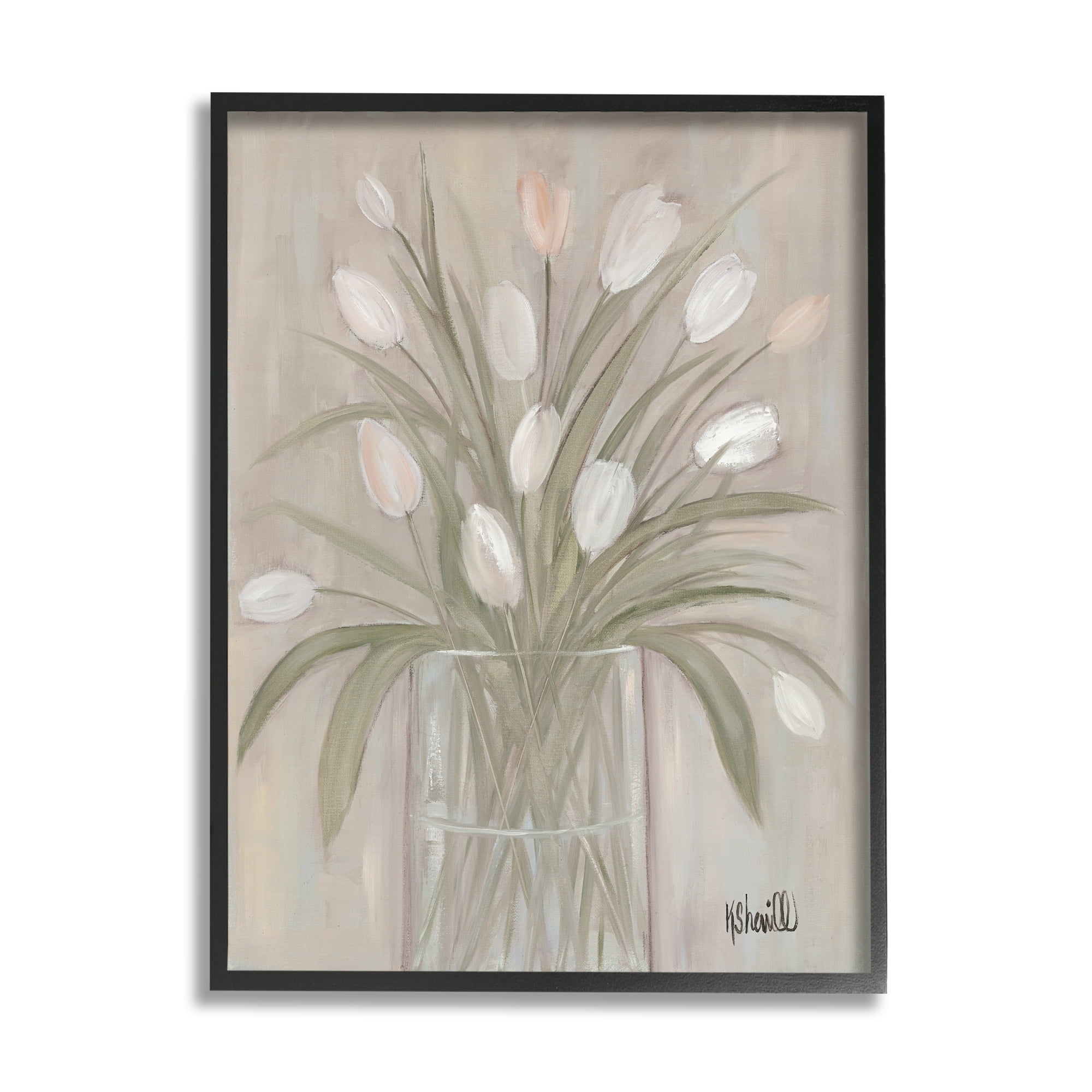 Stupell Industries White Tulip Flowers Glass Jar Classic Still Life, 24 x 30, Design by Kate Sherrill