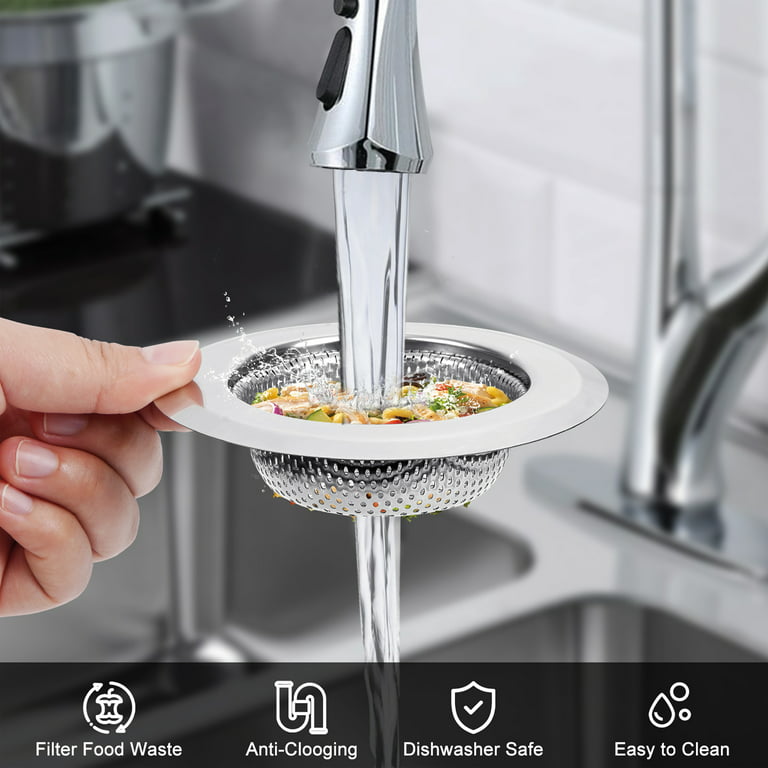 Maustic 2Pcs Stainless Steel Sink Strainer, Kitchen Sink Drain Filters  Anti-Clogging Rust Free Sink Strainer