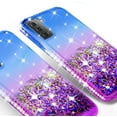 thumbnail image 4 of For Samsung Galaxy S21 Plus/S21+ Case w/ TPU Screen Protector Liquid Quicksand Glitter Cute Bling Girls Women [Shock Proof] for Galaxy S21 Plus/S21+ - Purple/Blue, 4 of 5