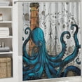 thumbnail image 6 of Orinice Octopus Nautical Shower Curtain Blue Kraken Sailboat Lighthouse Compass Sea Animal Nautical Cool Marine Life Polyester Bathroom Decor Curtain with Hooks,Blue Gray White 36x72, 6 of 7