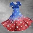 thumbnail image 2 of Women's 4th of July Patriotic Dress, Women Sexy Short Sleeve Maxi Dress, Independence Day American Flag Printed Elegant Design, Bohemian Silhouette for Summer Activities,Red 2XL, 2 of 5