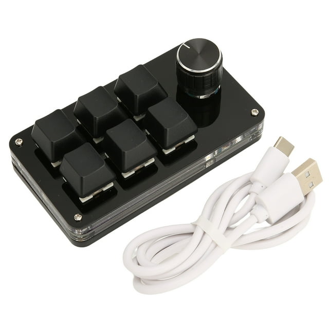 Clavier de Jeu Mécanique à une Main, Mini Clavier 6 Touches avec Bouton USB DIY Clavier Programmable OSU Clavier de Jeu pour Bureau de Jeu